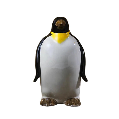 Ceramic Emperor Penguin Piggy Bank | Hand-Painted Coin Bank | Desktop Ornament & Home Decor