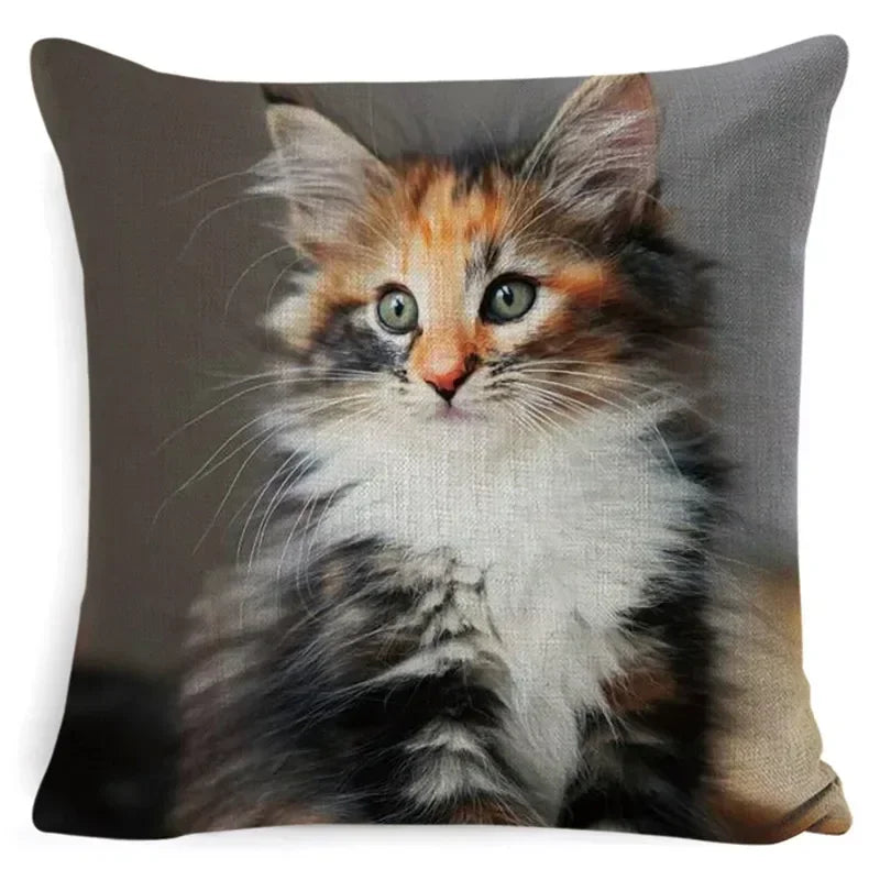 Cushion Cover Cats & Kitty | Cat Lover Decorative Throw Pillow Cotton Linen