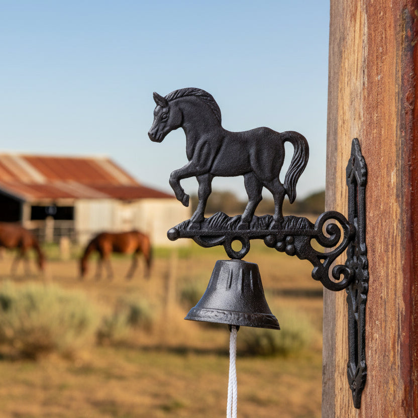 Horse Doorbell Cast Iron Prancing Farmhouse Dinner Bell