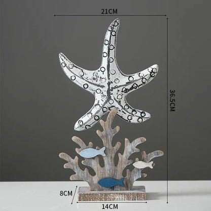 Seahorse Starfish Shell Fish Coastal Wood Ornaments