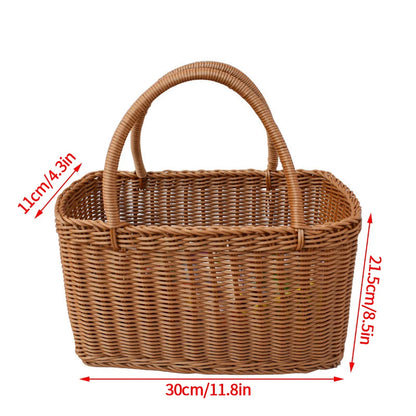 Hand Woven Rattan Style Basket | Picnic, Egg, Herb & Flower Basket | Farmhouse Garden Storage | Multiple Styles & Sizes