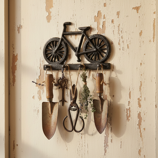 Retro Bicycle Cast Iron Hook | 4 Hook Wall Rack 20cm x 13cm