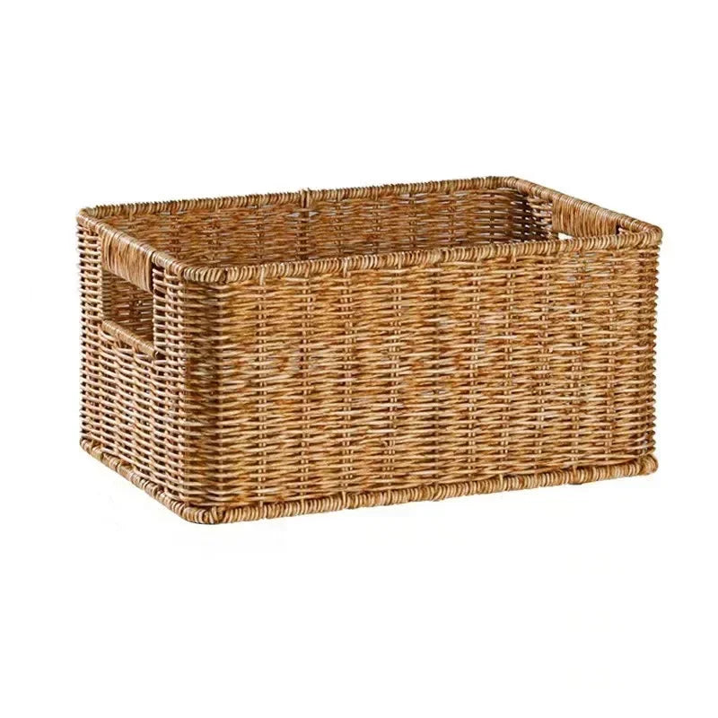 Hand-Woven Rattan Storage Basket | Rectangular Wicker Organiser | Fruit, Bread, Cosmetic, Picnic | Two Sizes