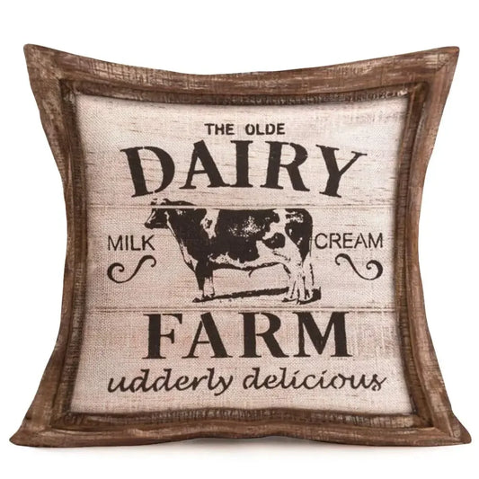 Cushion Cover Vintage Dairy Farm Cow - The Renmy Store Homewares & Gifts 