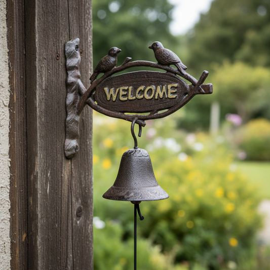 Doorbell Welcome Wren Birds Double Sided Cast Iron
