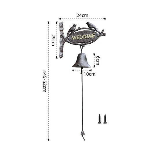 Doorbell Welcome Wren Birds Double Sided Cast Iron