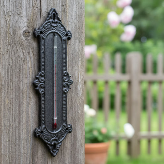 Thermometer Wall Mounted Cast Iron Vintage Style - 31x10.2cm