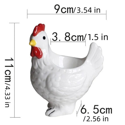 Chicken Egg Cup Holder | Ceramic | White or Brown | Farmhouse Decor
