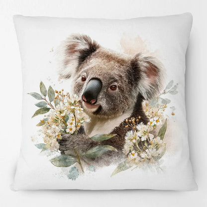 Australian Koala Cushion Covers | Watercolour Floral Art | Native Flowers & Eucalyptus | Sofa Throw Pillow