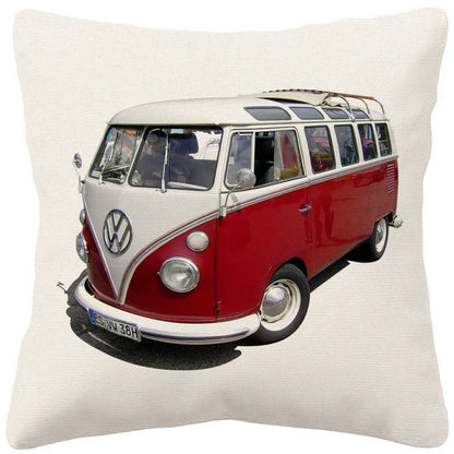 VW Beetle & Kombi Van Cushion Cover | Retro Vintage Car Art | Linen or Plush | 45x45cm