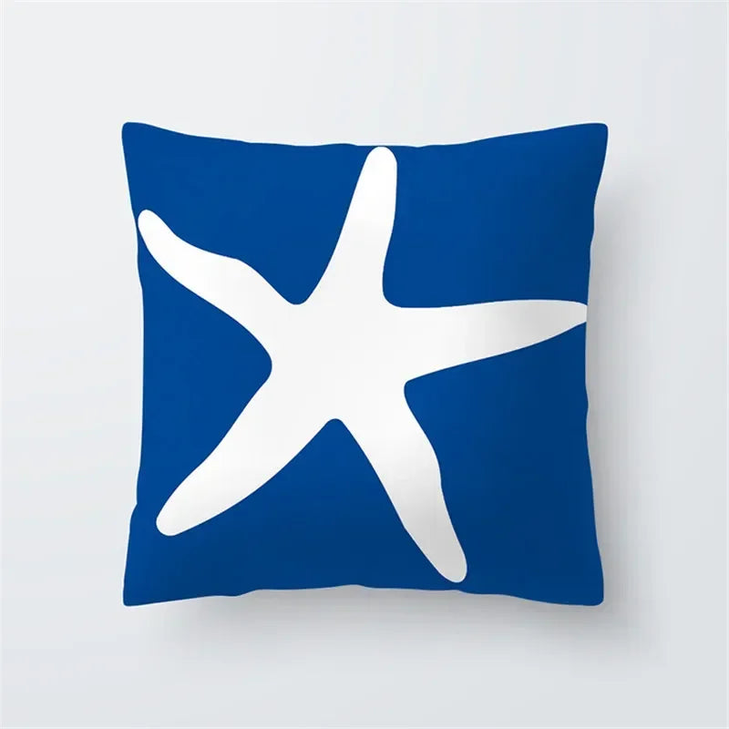 Cushion Cover Sea Life | Blues & Whites Coastal Decorative Throw Pillow