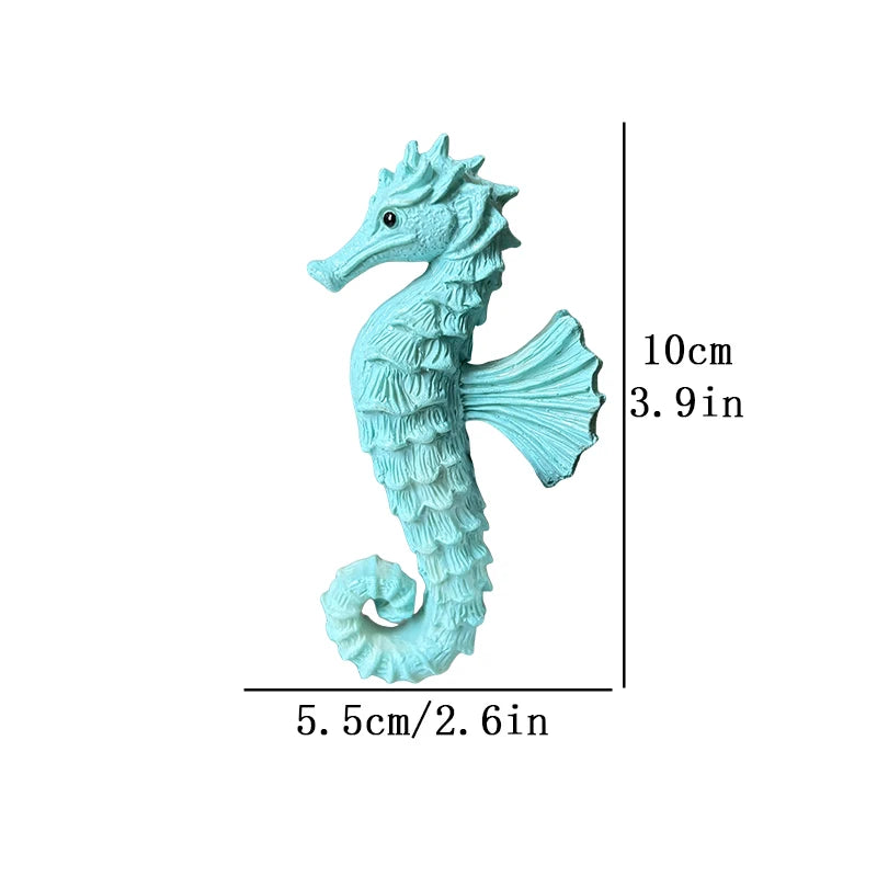 Seahorse Pot Sitter Resin - 10cm Coastal Beach Decor