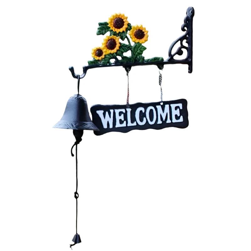 Door Bell Sunflower Welcome Cast Iron