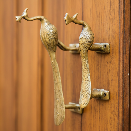 Peacock Bird Door Handle Brass Cabinet Pull Vintage
