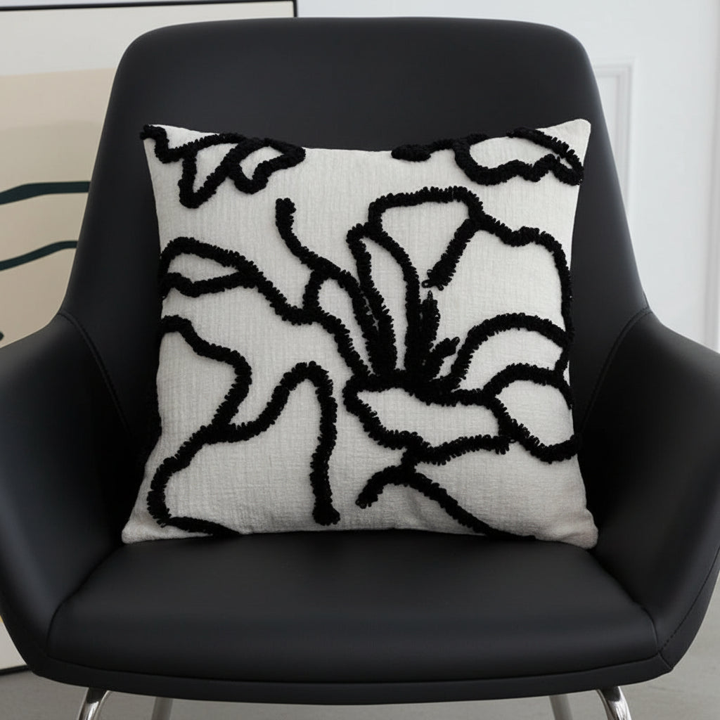 Cushion Cover Chenille | Decorative Stitched Lines Throw Pillow Polyester