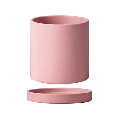 Colourful Ceramic Planter Pot with Tray & Drainage Hole | 24 Colours 4 Sizes | Indoor Outdoor Succulent Pot
