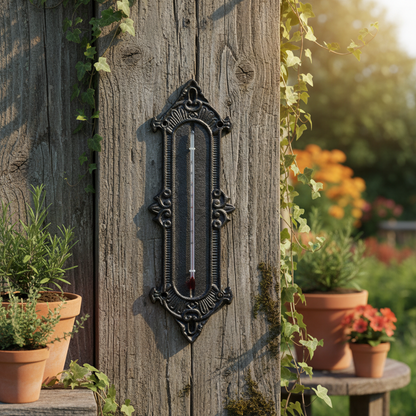 Thermometer Wall Mounted Cast Iron Vintage Style - 31x10.2cm