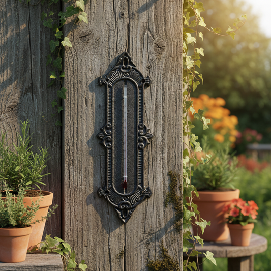 Thermometer Wall Mounted Cast Iron Vintage Style - 31x10.2cm