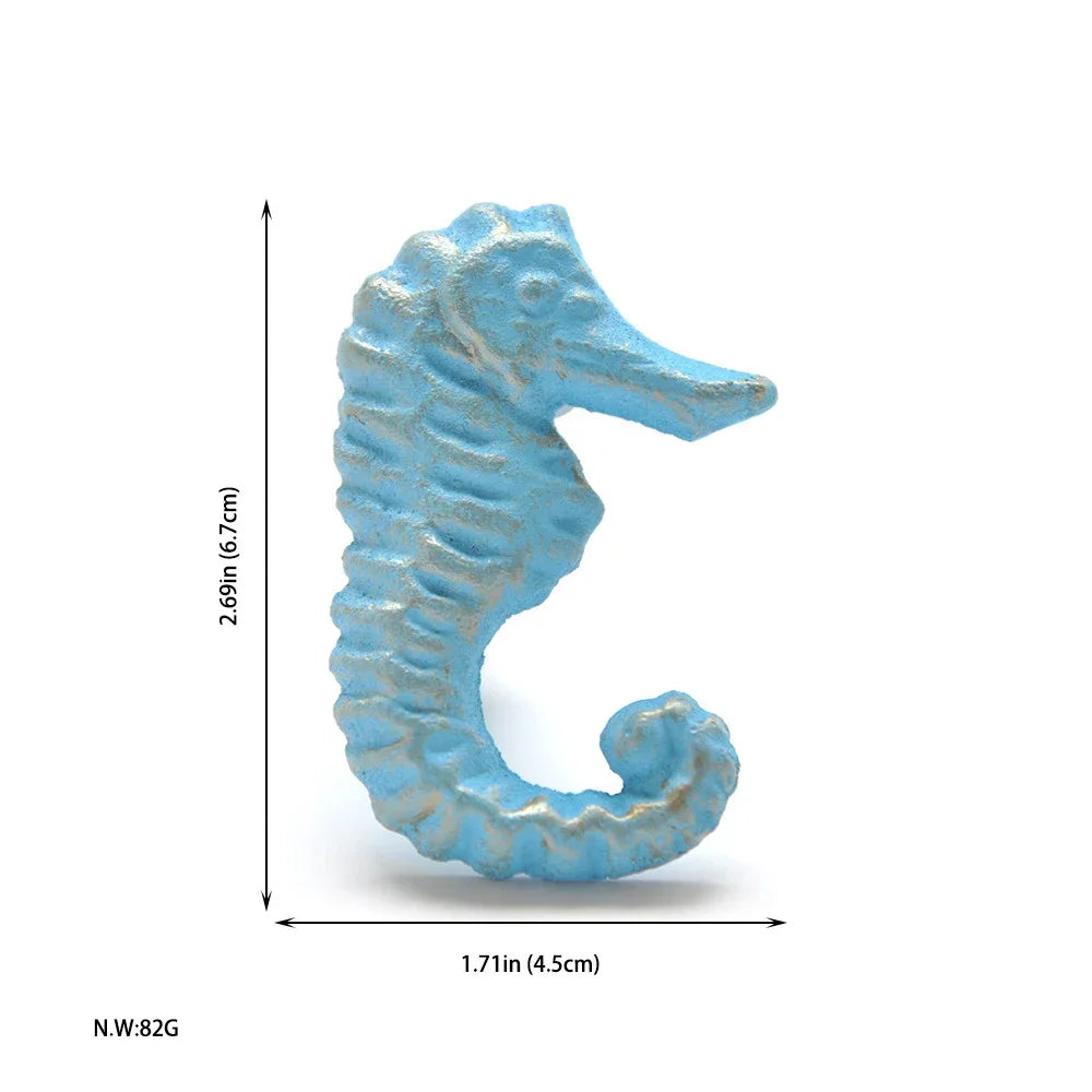 Mediterranean Sea Life Iron Drawer Knobs | Coastal Cabinet Pulls | Seahorse Crab Shell Starfish