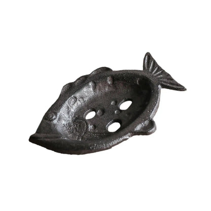 Cast Iron Fish Soap Dish | Vintage Rustic Soap Holder for Bathroom Kitchen | 16cm