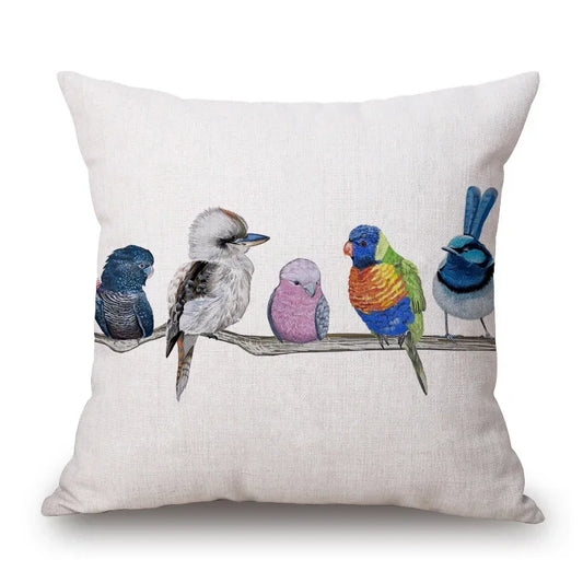 Cushion Cover Australian Bird Range Kookaburra Lorikeet Galah Magpie