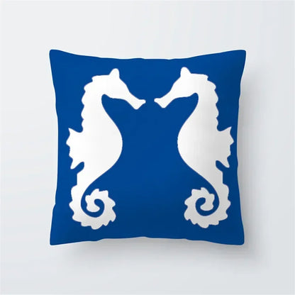 Cushion Cover Sea Life | Blues & Whites Coastal Decorative Throw Pillow