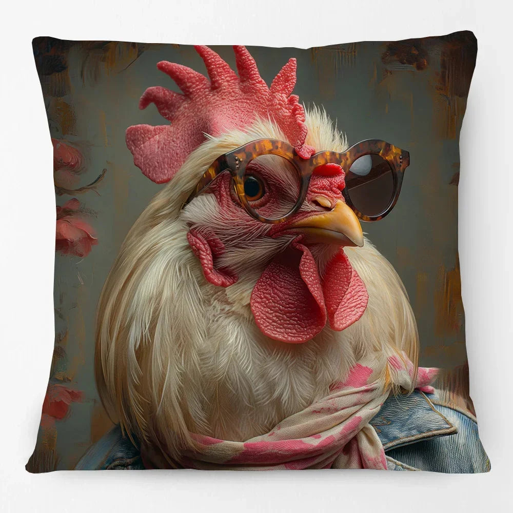 Cushion Cover Chicken Rooster Funny Farm Range