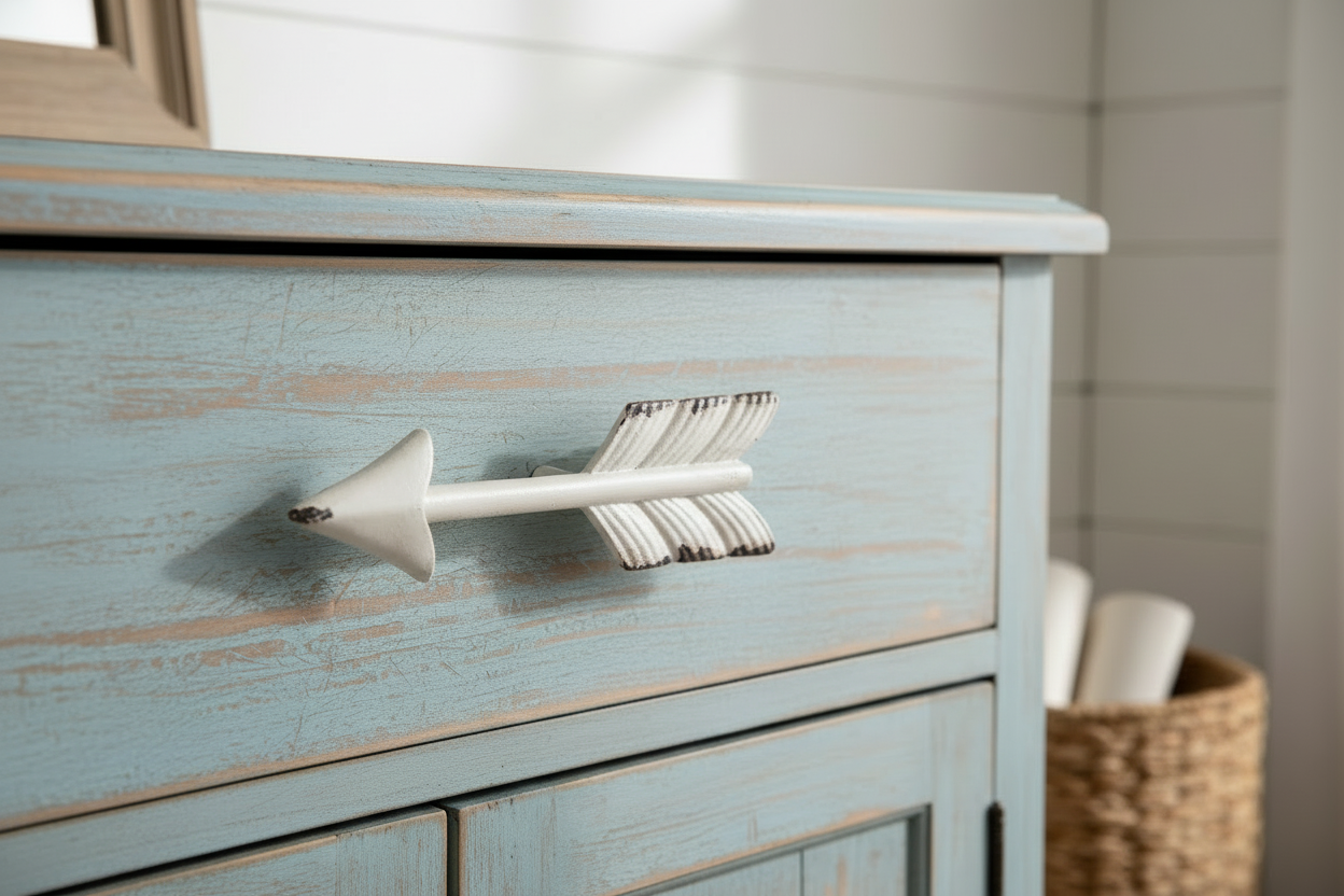 Arrow Furniture Handle Drawer Knob Cabinet Pull Vintage White
