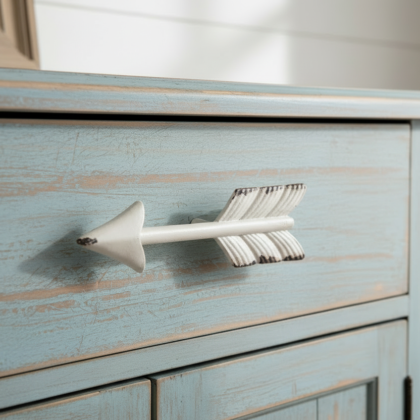 Arrow Furniture Handle Drawer Knob Cabinet Pull Vintage White