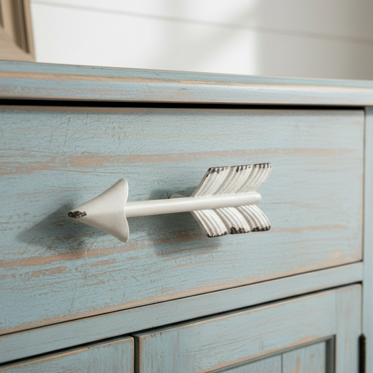 Arrow Furniture Handle Drawer Knob Cabinet Pull Vintage White