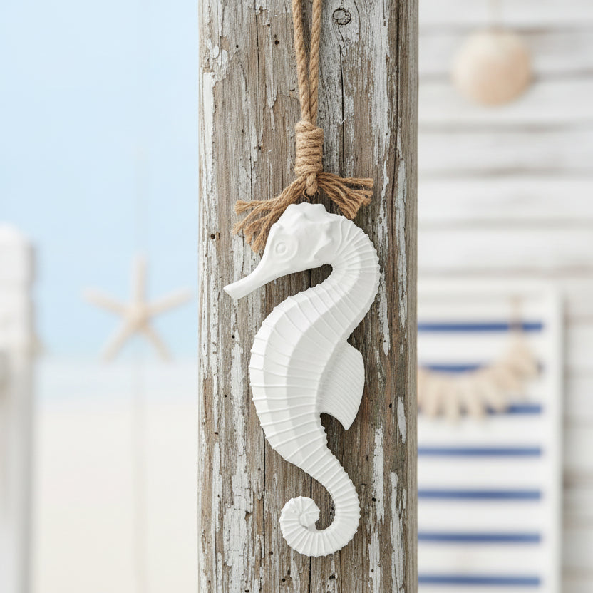 Seahorse Wooden Wall Hanging 27cm - Coastal Beach Decor