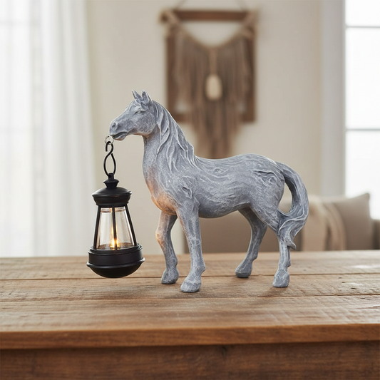 Solar Horse Lantern Garden Ornament Farmhouse Outdoor Decor