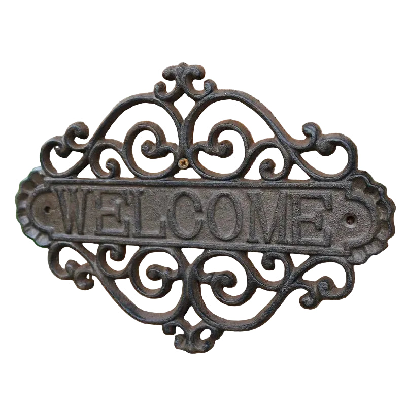 Cast Iron Welcome Plaque | Vintage Scroll Decorative Door Sign | Rustic Wall Hanging | Suits Any Home | 28.5x21.5cm