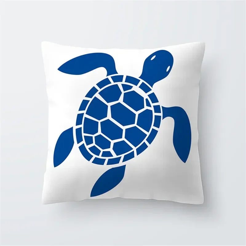Cushion Cover Sea Life | Blues & Whites Coastal Decorative Throw Pillow