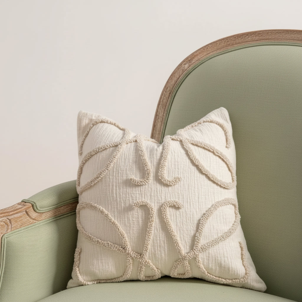 Cushion Cover Chenille | Decorative Stitched Lines Throw Pillow Polyester
