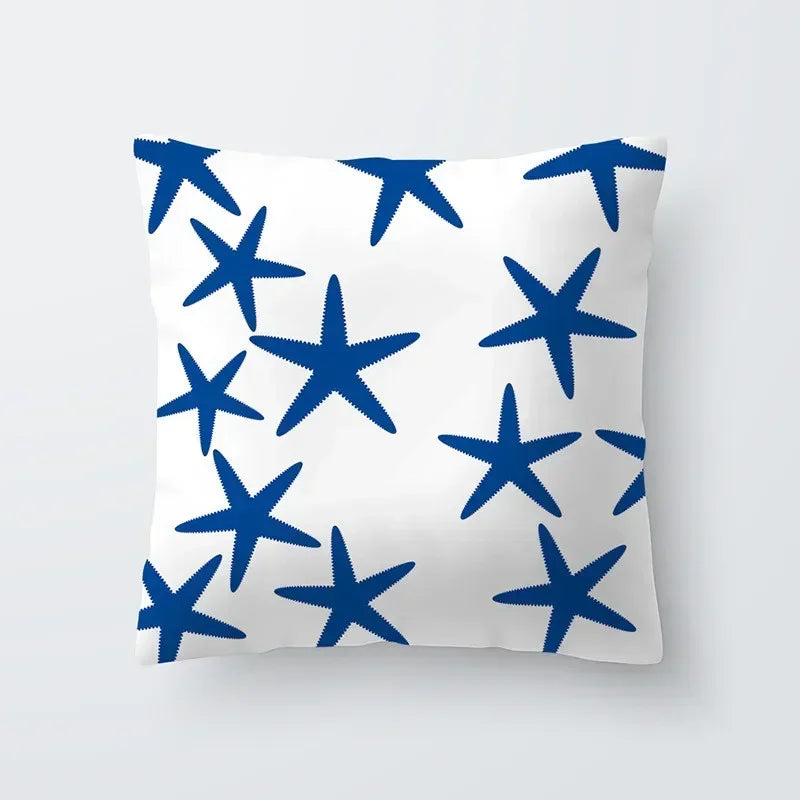 Cushion Cover Sea Life | Blues & Whites Coastal Decorative Throw Pillow