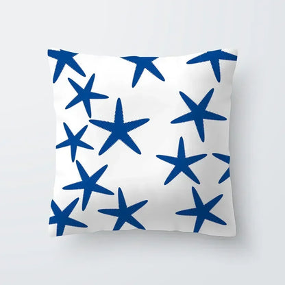 Cushion Cover Sea Life | Blues & Whites Coastal Decorative Throw Pillow