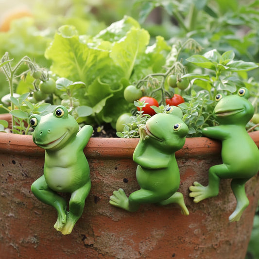 Happy Frog Pot Sitter Set 3pc - Resin Garden Planter Decor