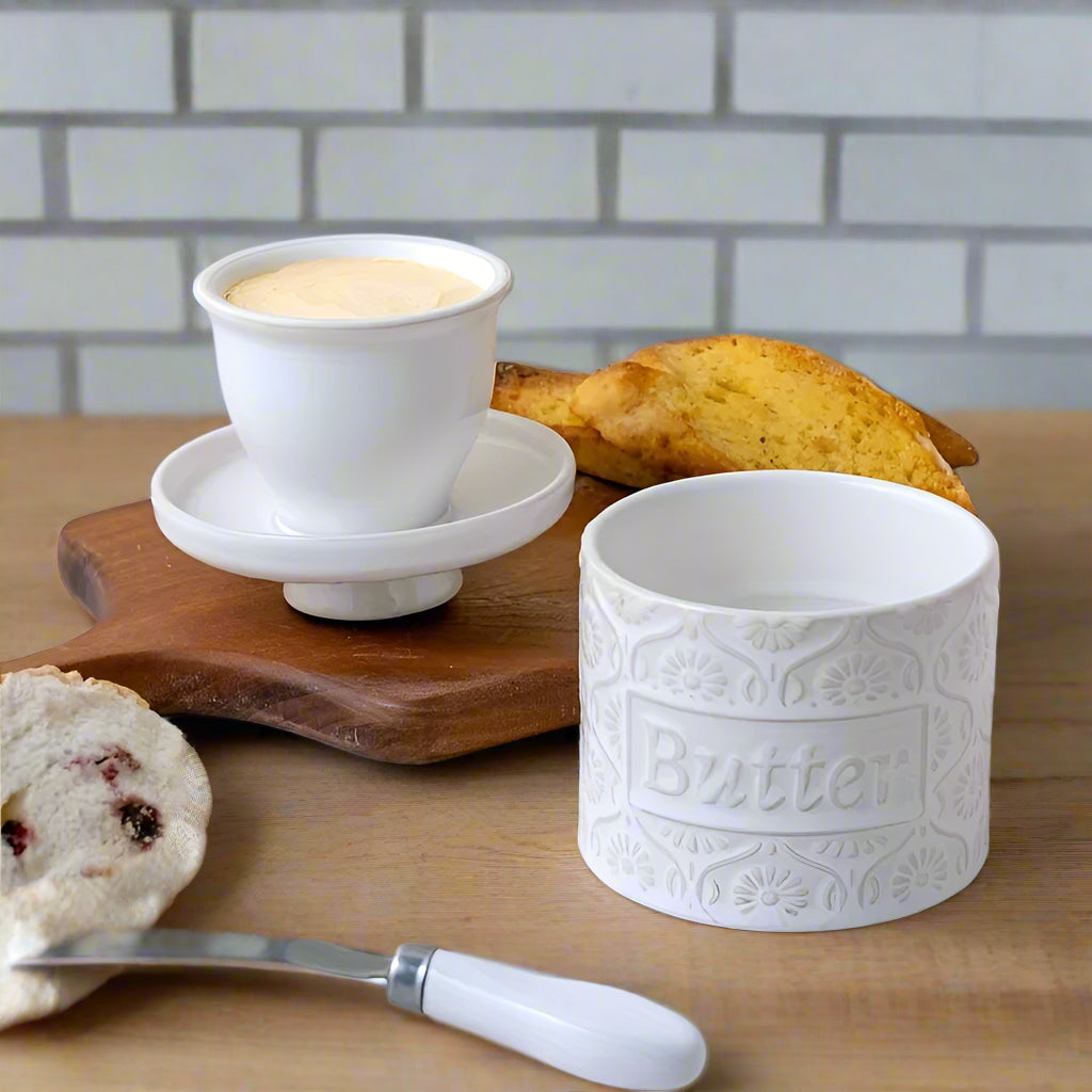 Butter Crock Vintage Antique French White