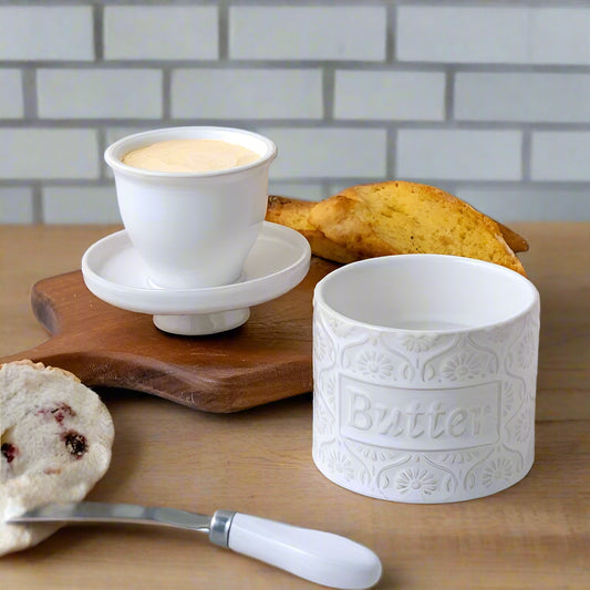 Butter Crock Vintage Antique French White