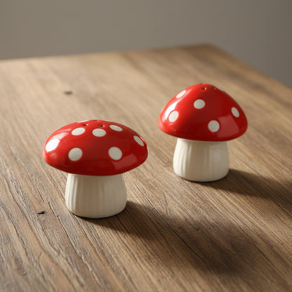 Mushroom Salt and Pepper Shaker Set Hand-painted Ceramic