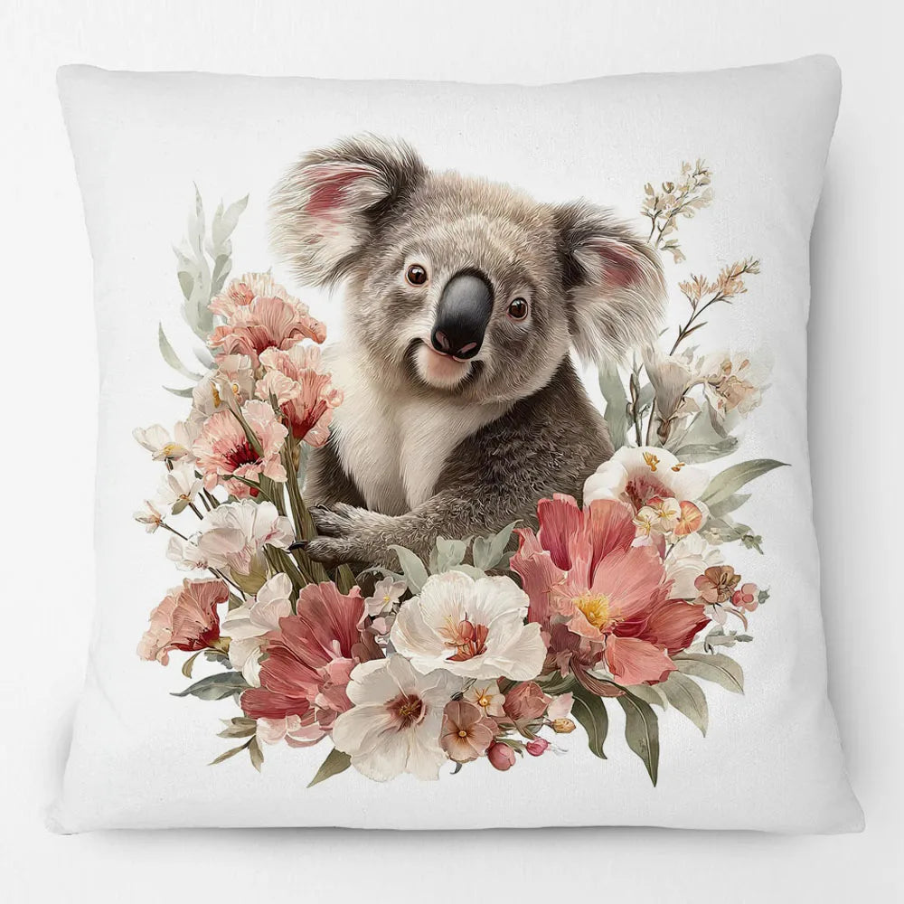 Australian Koala Cushion Covers | Watercolour Floral Art | Native Flowers & Eucalyptus | Sofa Throw Pillow
