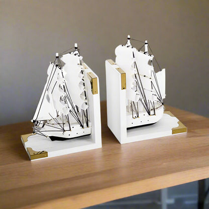 Bookend Sailing Boat Nautical Black White