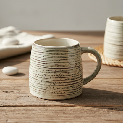 Vintage Natural Earth Glaze Ceramic Mug Cup 500ml | Rustic Imperfect Finish Coffee Cup