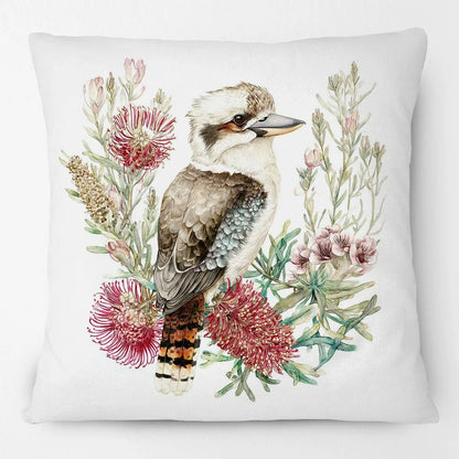 Kookaburra Cushion Cover | Watercolour Native Flowers | 45 x 45cm