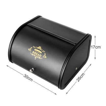 Bread Box Metal Black Bread Bin Kitchen Storage