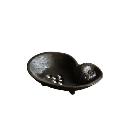 Cast Iron Seashell Soap Dish | Nautilus Spiral Soap Tray & Jewellery Dish | Rustic Bathroom Decor
