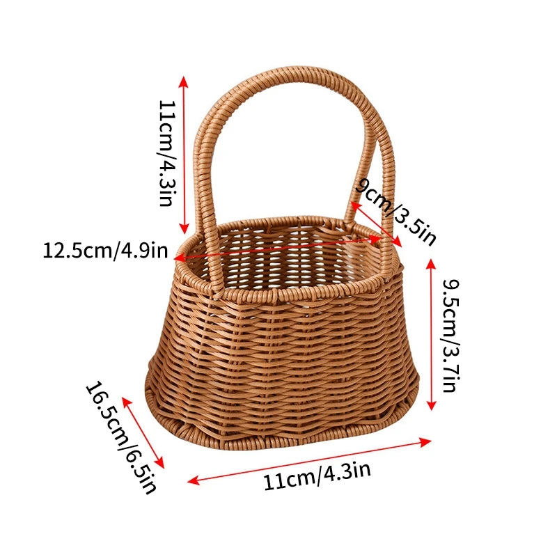 Hand Woven Rattan Style Basket | Picnic, Egg, Herb & Flower Basket | Farmhouse Garden Storage | Multiple Styles & Sizes