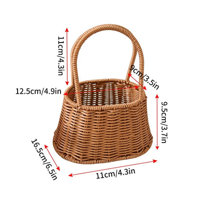 Hand Woven Rattan Style Basket | Picnic, Egg, Herb & Flower Basket | Farmhouse Garden Storage | Multiple Styles & Sizes