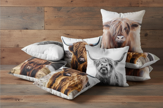 Cushion Cover Highland Cow Range - Multiple Sizes Available